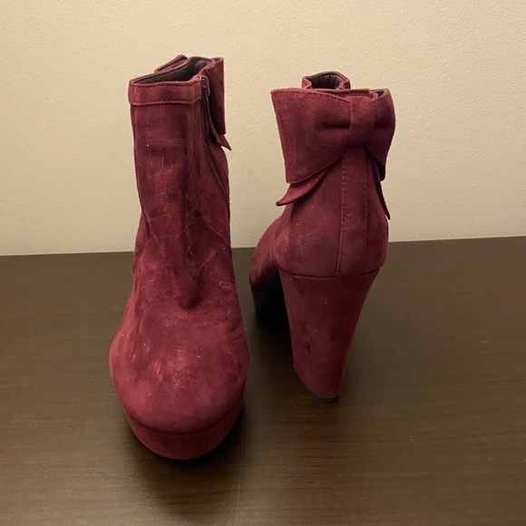 Gianni Bini Wine Suede Heeled Boots - Picture 3 of 3